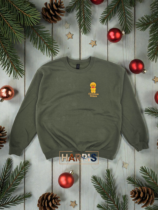 Gingerbread Boy Embroidered Sweater – Designed by Harris | Cozy Christmas Sweatshirt