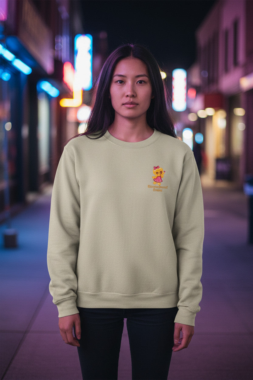 Gingerbread Girl Embroidered Sweatshirt – Cute Christmas Jumper – Festive Holiday Sweater – Unisex Embroidery Gift